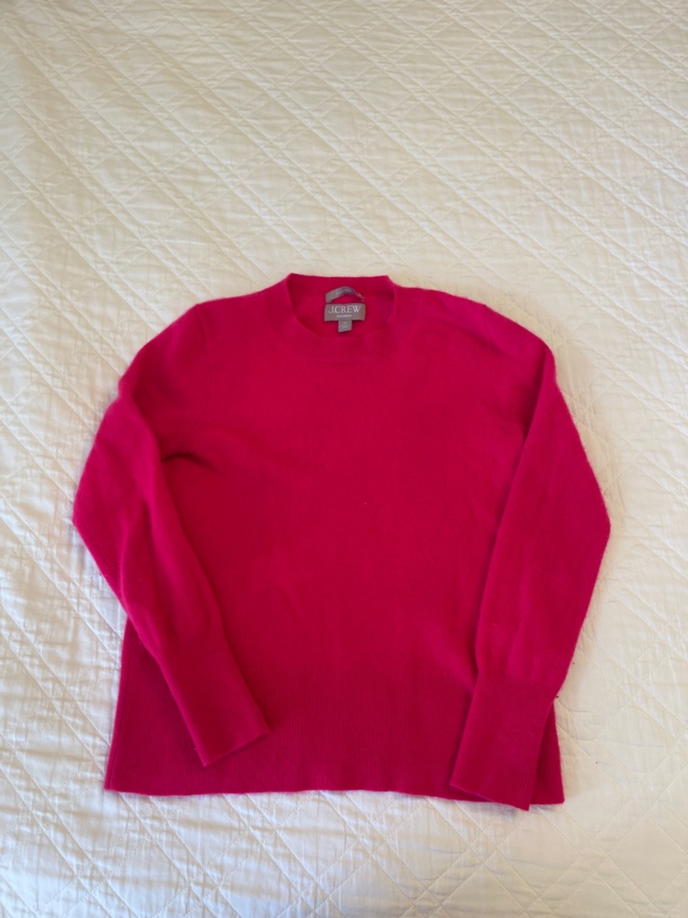 J. Crew Bright Fuchsia Cashmere  Crewneck Sweater
